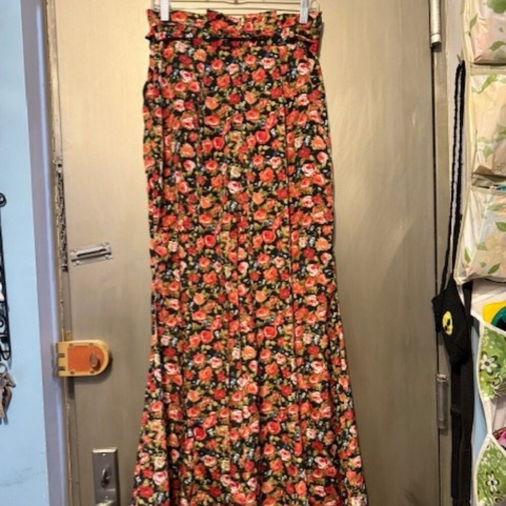Vintage Boho Wide Leg Floral Bell Bottom Pants - Picture 15 of 16